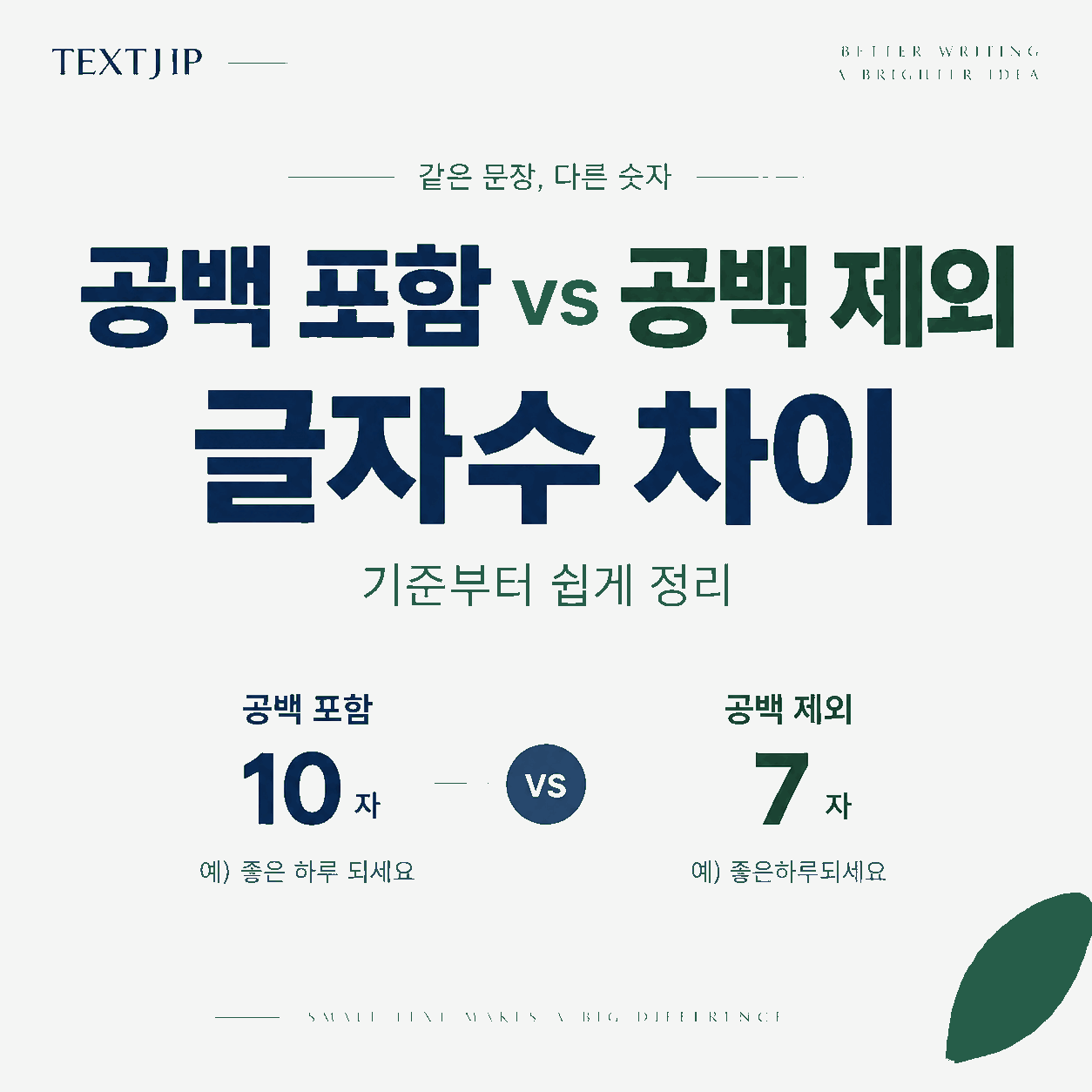 공백 포함 글자수 공백 제외 글자수 차이